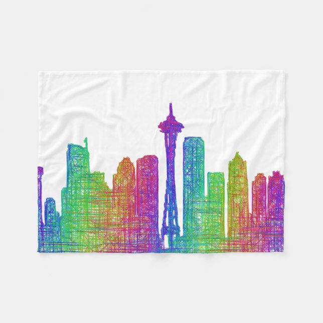 Cobertor De Velo Skyline de Seattle (Frente (Horizontal))