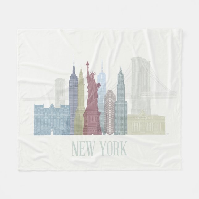Cobertor De Velo Skyline Nova York (Frente (Horizontal))