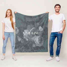 Cobertor De Velo Slate Green Vintage Floral Still Life Stylish