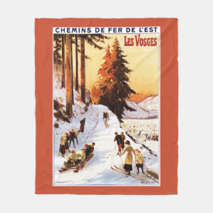 Cobertor De Velo Sledding e esquiar no poster de Vosges