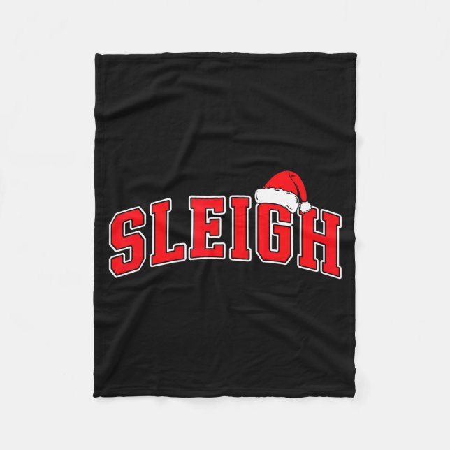 Cobertor De Velo Sleigh Christmas Varsity Text With Santa Hat Famil (Frente)