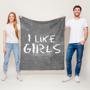Cobertor De Velo SlipperyJoe's Eu Gosto de Garotas quadro-negro suj