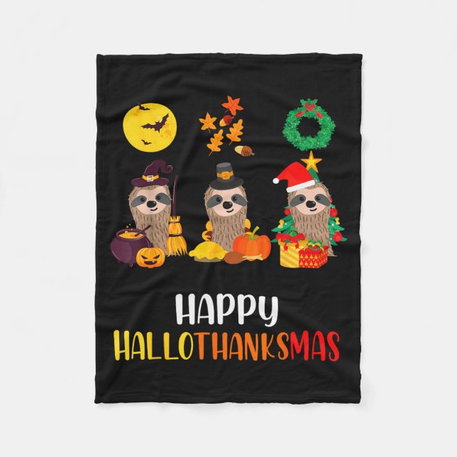 Cobertor De Velo Sloth Halloween Christmas Happy Hallothanksmas Tha (Frente)