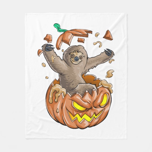 Cobertor De Velo Sloth Pumpkin Halloween (Frente)