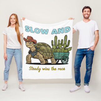 Cobertor De Velo Slow and Steady Motivation Turtle Illustration