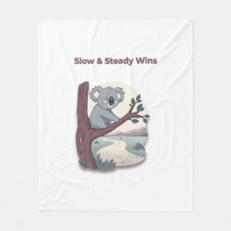 Cobertor De Velo **"Slow & Steady Wins – Motivational Cute Koala "*
