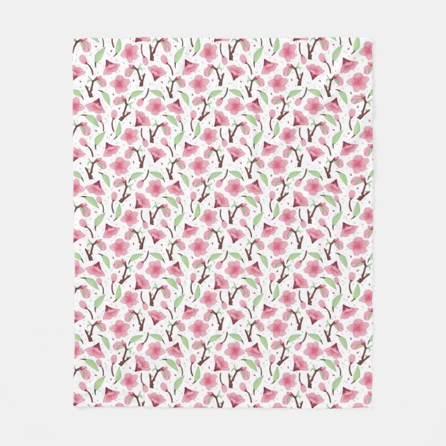 Cobertor De Velo Small Scale Pink Cherry Blossom Floral Pattern (Frente)