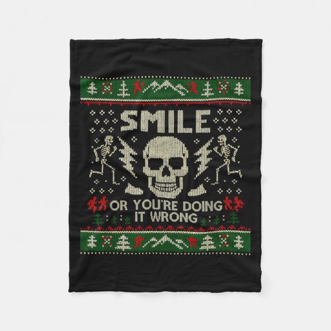 Cobertor De Velo Smile Or You're Doing It Wrong Skeleton Skull Holi (Frente)