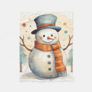 Cobertor De Velo Smiling Snowman Blanket