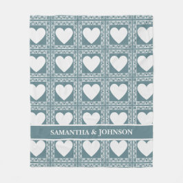 Cobertor De Velo Smoky Teal Geometric Hearts Valentine Gift