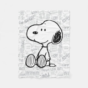Cobertor De Velo Snoopy em Histórias em quadrinhos brancas pretas