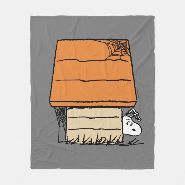 Cobertor De Velo Snoopy Halloween Spider Web Doghouse (Frente)