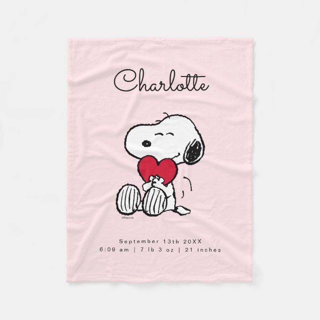 Cobertor De Velo Snoopy | Little Sweetheart Baby Fleece Blanket (Frente)