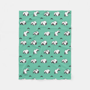 Cobertor De Velo Snoopy Mustaches & Teal Patterno