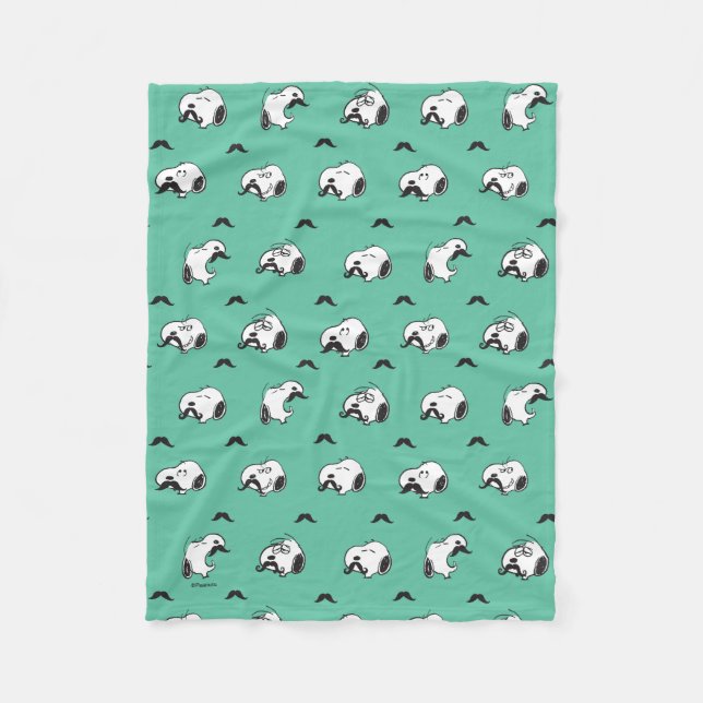 Cobertor De Velo Snoopy Mustaches & Teal Patterno (Frente)