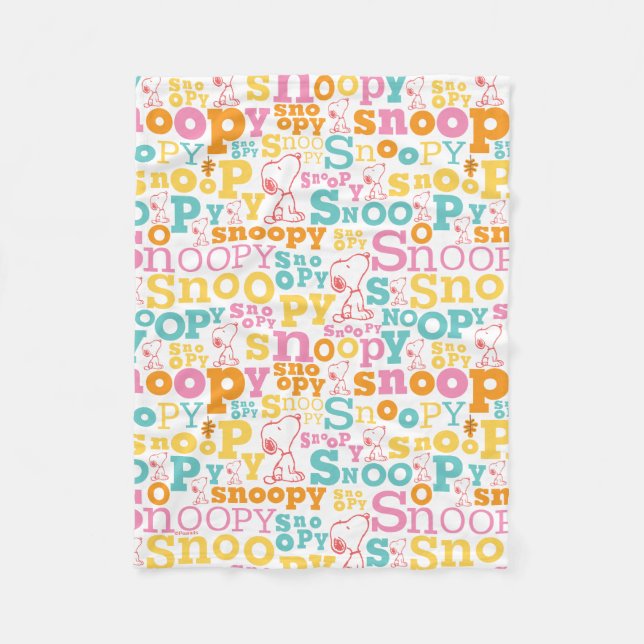 Cobertor De Velo Snoopy Pastel Text Pattern (Frente)