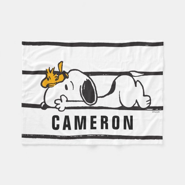 Cobertor De Velo Snoopy & Woodstock | | Adicione seu nome (Frente (Horizontal))
