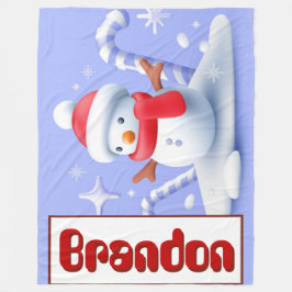 Cobertor De Velo Snowman Candy Cane Blanket Personalizado
