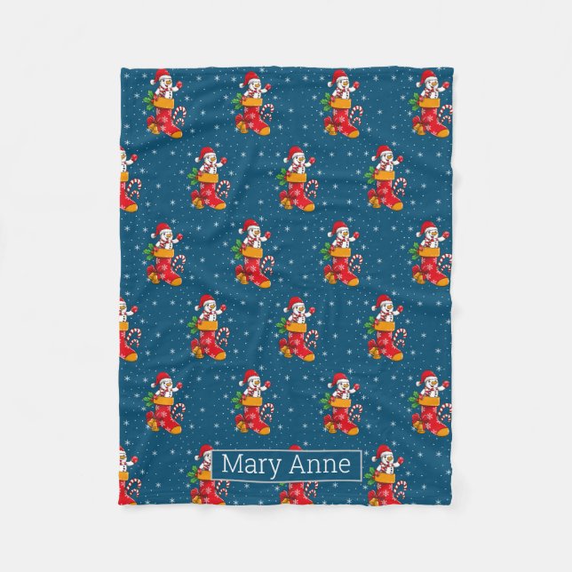 Cobertor De Velo Snowman Candy Cane Pattern Snowflakes (Frente)