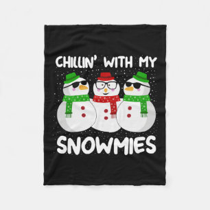 Cobertor De Velo Snowman Christmas Chillin With My Snowmies Ugly Gi