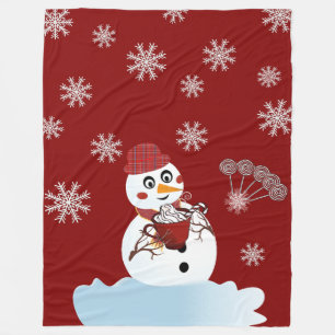 Cobertor De Velo Snowman de Natal chocolate quente e cana doce