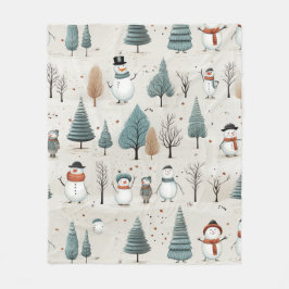 Cobertor De Velo Snowman e árvores