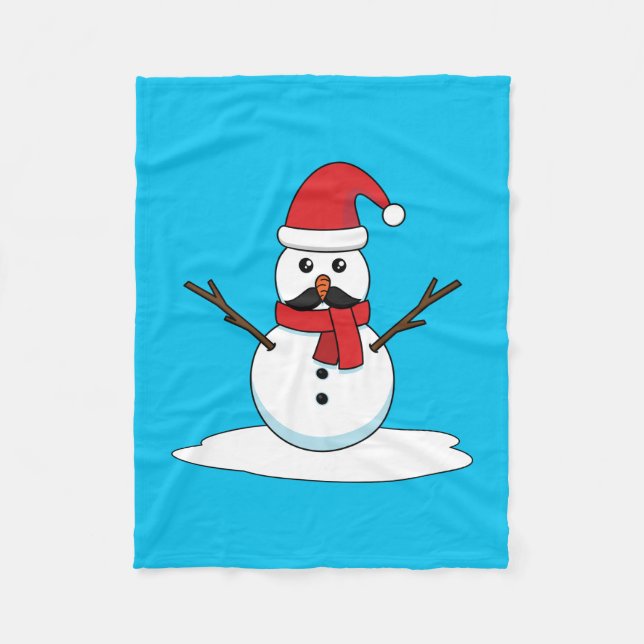 Cobertor De Velo Snowman engraçado com bigode e papagaio (Frente)