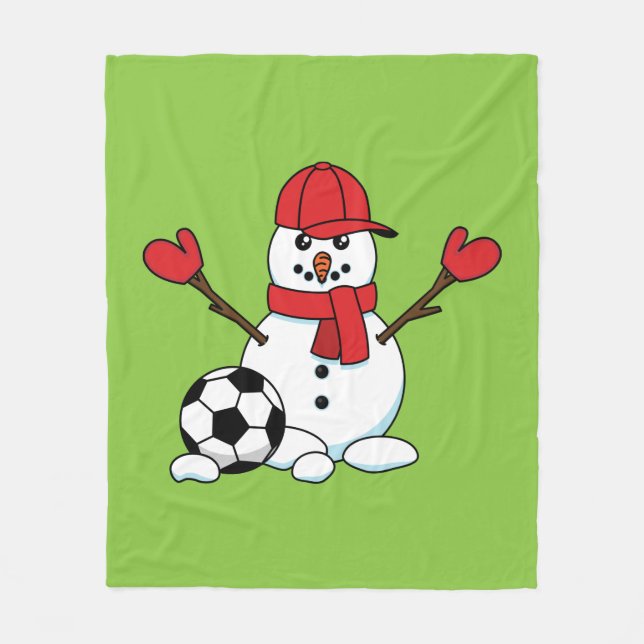 Cobertor De Velo Snowman engraçado com bola de futebol (Frente)