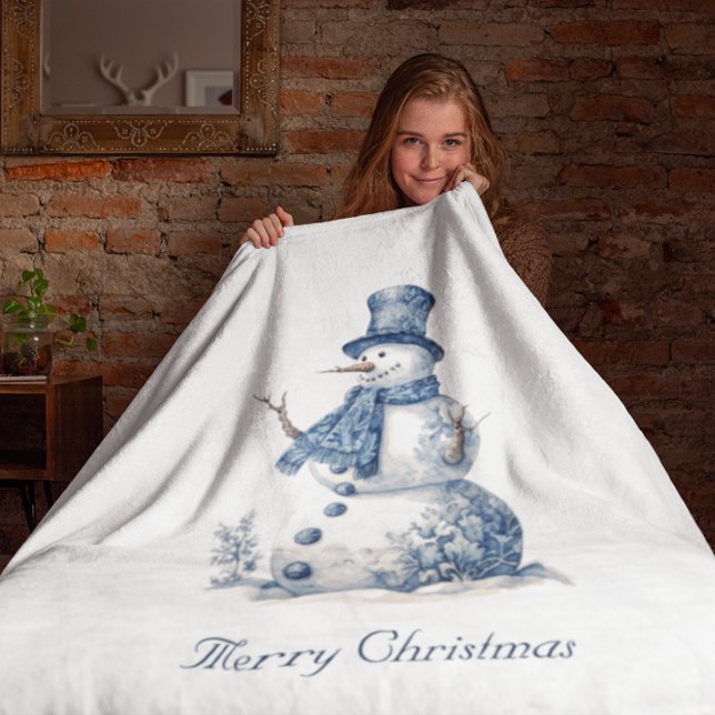Cobertor De Velo Snowman no Delft Blue personalizável (Criador carregado)