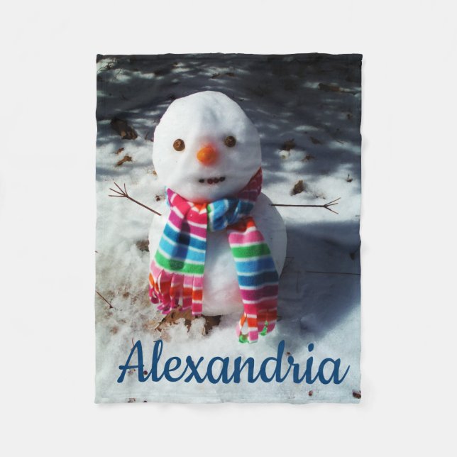 Cobertor De Velo Snowman Personalizado com Rainbow Scarf (Frente)