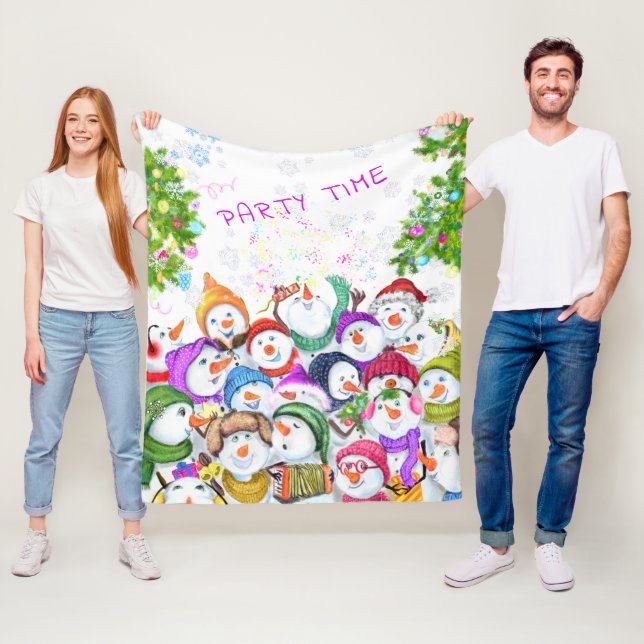 Cobertor De Velo Snowmans de Natal Fleece Blanket Gift (In Situ)