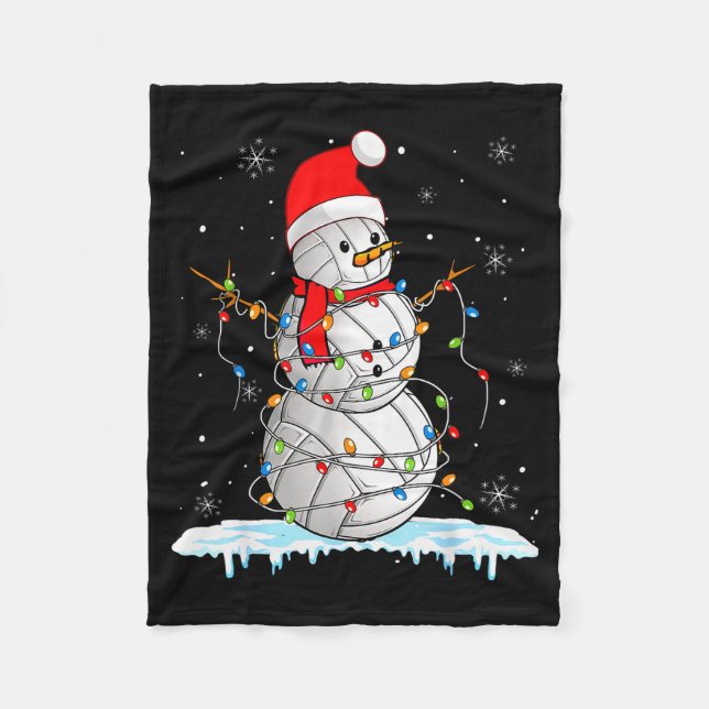 Cobertor De Velo Snowmies Santa Lights Christmas Snowman Volleyball (Frente)