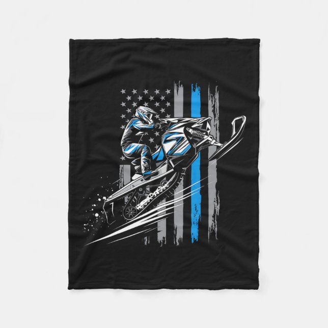 Cobertor De Velo Snowmobile Eua Flag Winter Sports Snowmobile Ridin (Frente)
