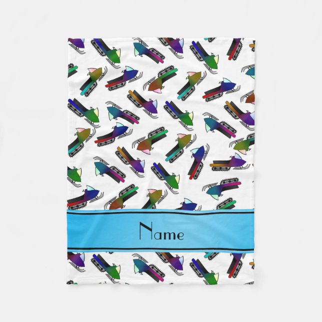 Cobertor De Velo Snowmobiles conhecidos personalizados do branco (Frente)