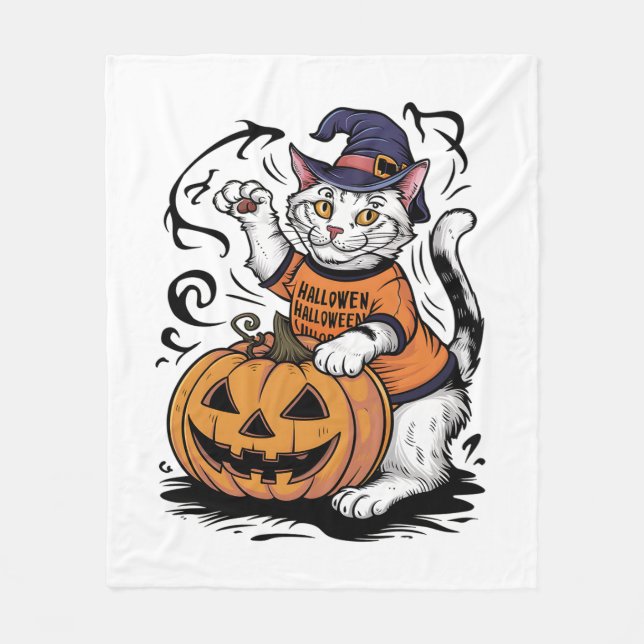 Cobertor De Velo Snowshoe Gato Bonito Bruxo de Halloween (Frente)