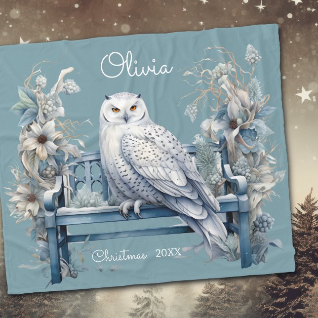 Cobertor De Velo Snowy Owl Winter Christmas Personalizado (Criador carregado)