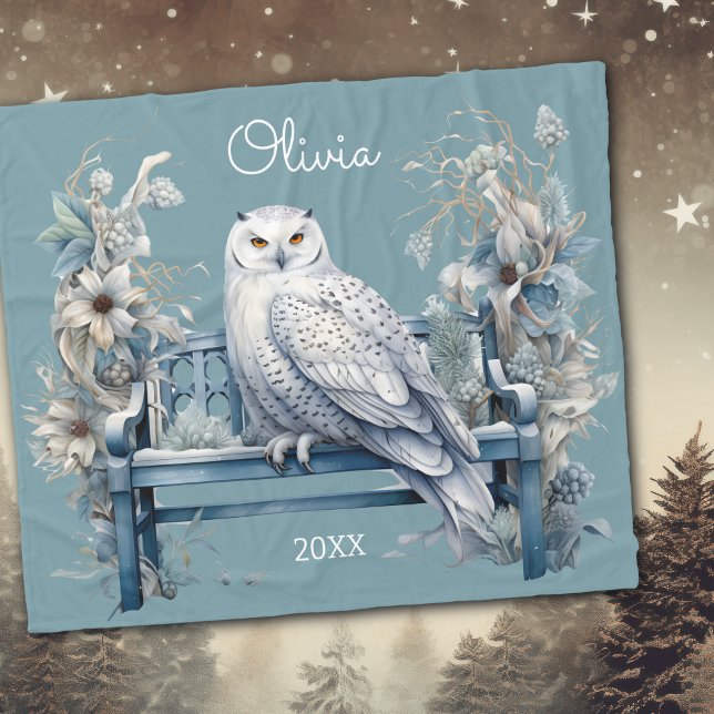 Cobertor De Velo Snowy Owl Winter Personalizado (Criador carregado)