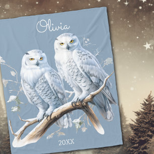 Cobertor De Velo Snowy Owls Winter Personalizado
