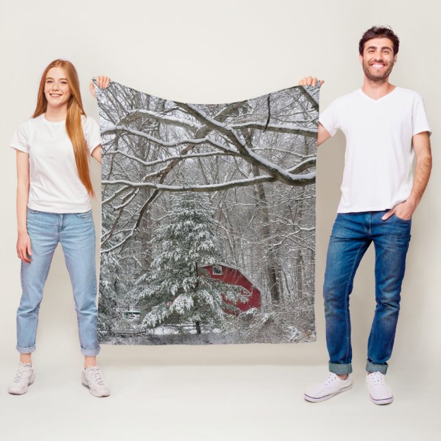 Cobertor De Velo Snowy Red Barn (In Situ)