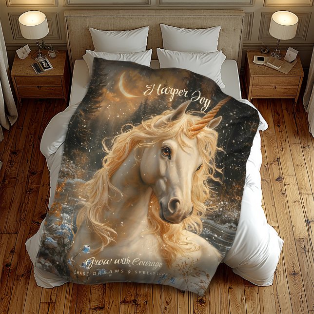 Cobertor De Velo Snowy Unicorn Inspirational Winter Fantasy (Criador carregado)