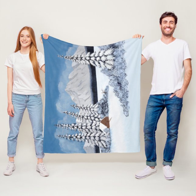 Cobertor De Velo Snowy Winter Medium Fleece Blanket (In Situ)
