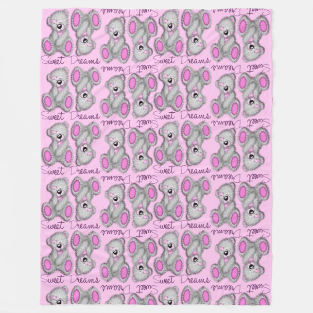Cobertor De Velo Snugget Sweet Dreams Ursinho-algodão doce (Frente)