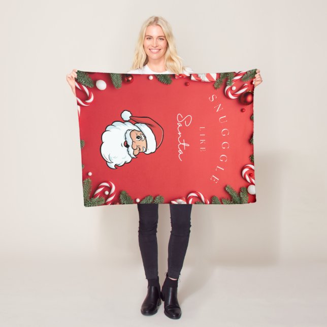 Cobertor De Velo Snuggle Up Like Santa” Festive Holiday Blanket  (In Situ)