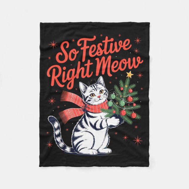 Cobertor De Velo So Festive Right Meow Cat Lovers Celebrating Chris (Frente)