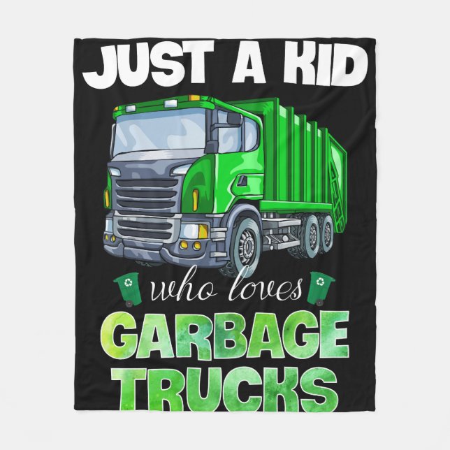 Cobertor De Velo Só Uma Criança Que Adora Caminhões De Lixo Engraça (Frente)
