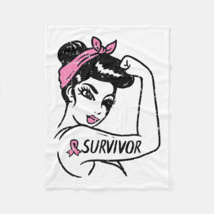 Cobertor De Velo Sobrevivente de câncer Rosie Riveter Sensibilizaçã