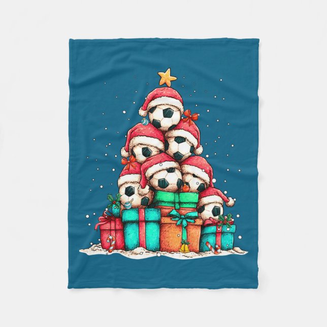 Cobertor De Velo Soccer Ball Player Le Christmas Tree Xmas Long Sle (Frente)