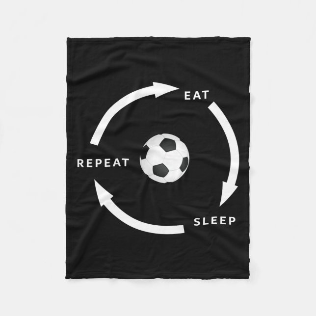 Cobertor De Velo Soccer Football Eat Sleep Repeat Sports Fan Saying (Frente)