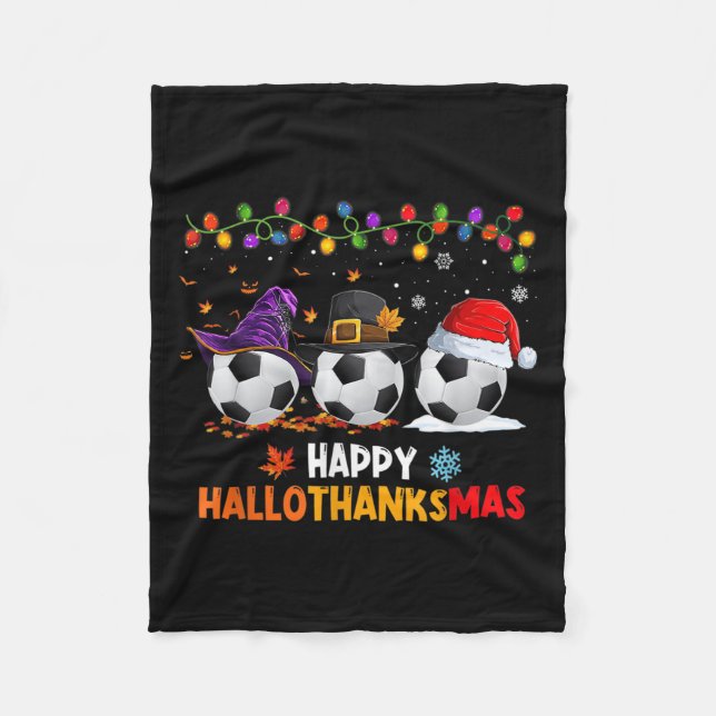 Cobertor De Velo Soccer Halloween Thanksgiving Xmas Happy Hallothan (Frente)