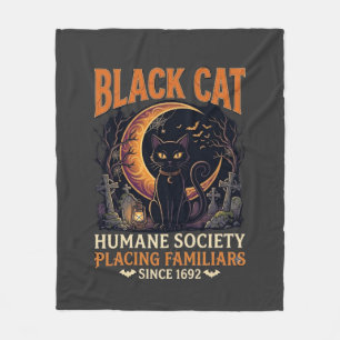 Cobertor De Velo Sociedade Humana Black Cat Halloween Crescente Lua